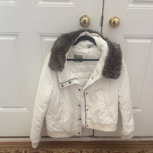 Levi's Cream Bomber Jacket with Faux Fur Collar
